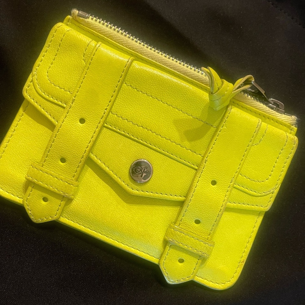 Proenza Schouler Neon Lime Yellow Leather Wallet | Soft leather- ps1